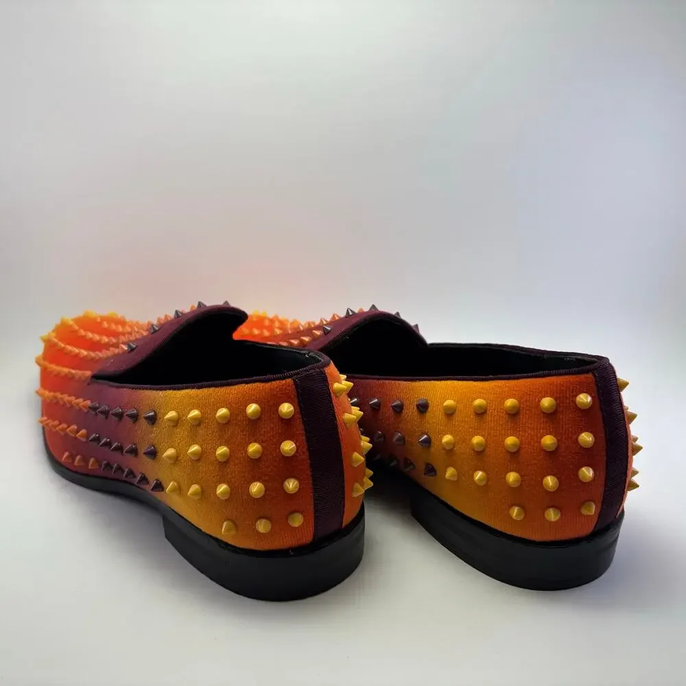 PARRAZO Premium Two Toned Orange Spiked Loafers Men’s Size 13